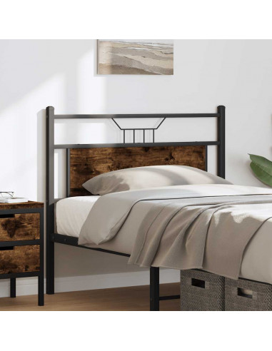 Testiera Rovere Fumo 107 cm in Legno Multistrato e Acciaio