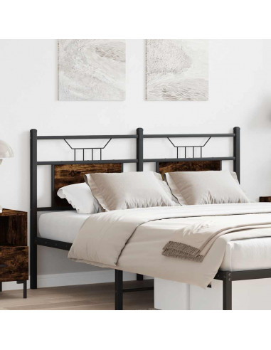 Testiera Rovere Fumo 137 cm in Legno Multistrato e Acciaio