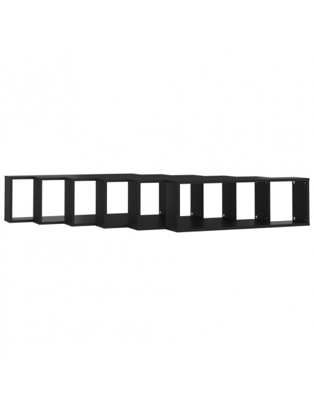 Mensole Parete a Cubo 6pz Nere 80x15x26,5cm Legno Multistrato
