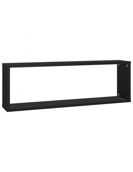 Mensole Parete a Cubo 6pz Nere 80x15x26,5cm Legno Multistrato