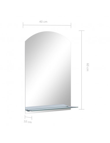 Specchio da Parete con Mensola 40x60 cm in Vetro Temperato