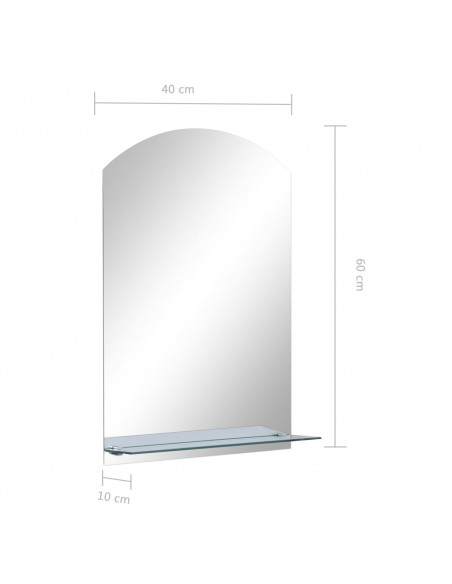 Specchio da Parete con Mensola 40x60 cm in Vetro Temperato