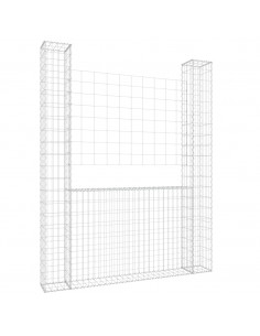 Gabbione a U con 2 Pali in Ferro 140x20x200 cm 2