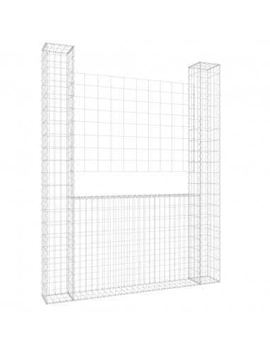 Gabbione a U con 2 Pali in Ferro 140x20x200 cm
