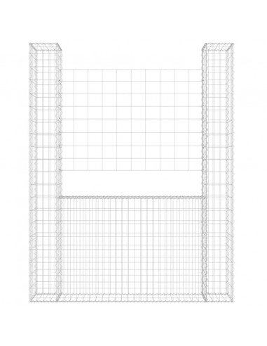 Gabbione a U con 2 Pali in Ferro 140x20x200 cm