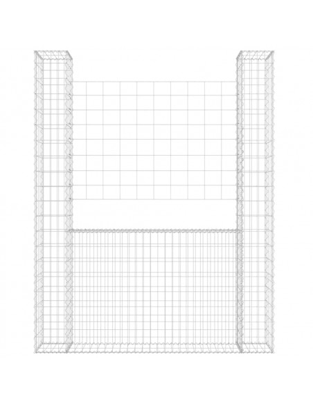 Gabbione a U con 2 Pali in Ferro 140x20x200 cm