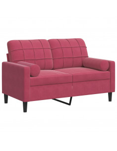 Divano a 2 Posti con Cuscini Rosso Vino 120 cm in Velluto