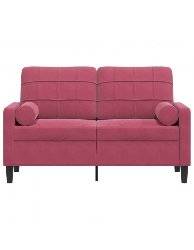 Divano a 2 Posti con Cuscini Rosso Vino 120 cm in Velluto