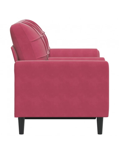 Divano a 2 Posti con Cuscini Rosso Vino 120 cm in Velluto