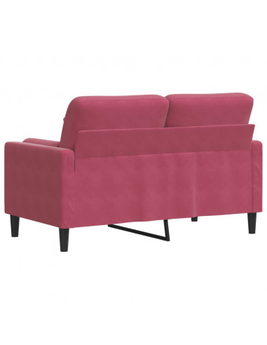 Divano a 2 Posti con Cuscini Rosso Vino 120 cm in Velluto