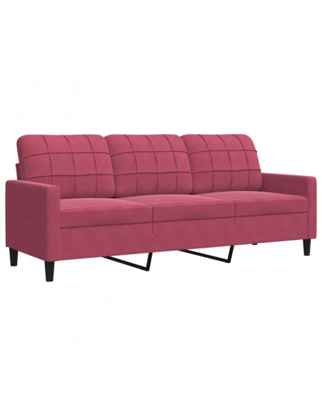 Set di Divani 2 pz con Cuscini e Rinforzi Rosso Vino in Velluto