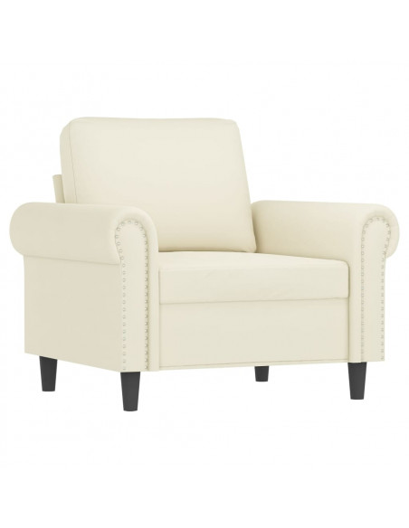 Set di Divani 3 pz con Cuscini Crema in Velluto