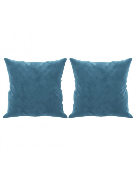 Divano a 3 Posti con Cuscini Blu 180 cm in Velluto