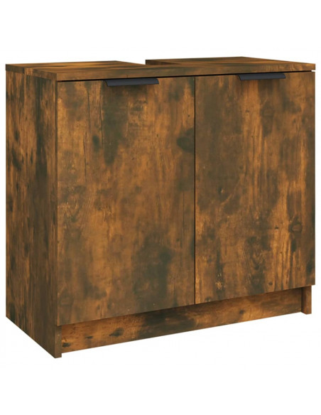 Set Mobili da Bagno 4 pz Rovere Fumo in Legno Multistrato