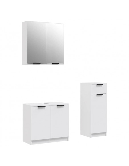 Set di Mobili da Bagno 3 pz Bianco in Legno Multistrato