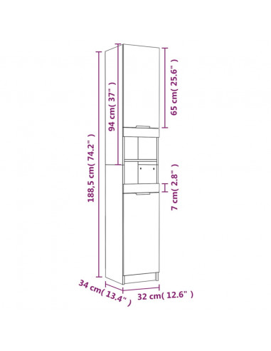Set di Mobili da Bagno 5 pz Bianco in Legno Multistrato