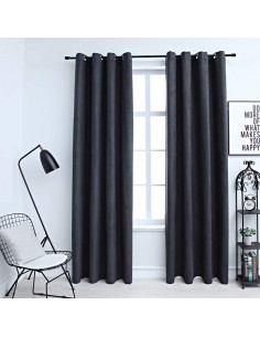 Tende Oscuranti con Anelli in Metallo 2 pz Antracite 140x245 cm