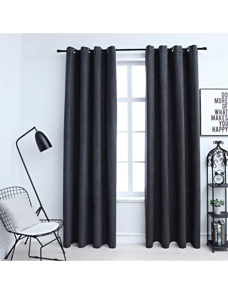 Tende Oscuranti con Anelli in Metallo 2 pz Antracite 140x245 cm