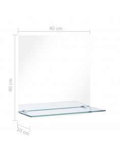 Specchio da Parete con Mensola 40x40 cm in Vetro Temperato