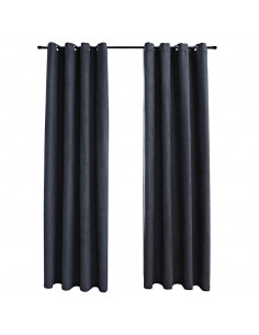 Tende Oscuranti con Anelli in Metallo 2 pz Antracite 140x245 cm 2