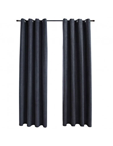 Tende Oscuranti con Anelli in Metallo 2 pz Antracite 140x245 cm