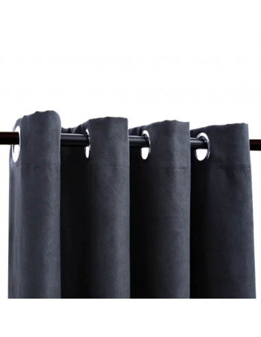 Tende Oscuranti con Anelli in Metallo 2 pz Antracite 140x245 cm