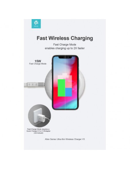CARICABATTERIE DEVIA ALLEN WIRELESS ULTRASOTTILE V3 15 WATT NERO