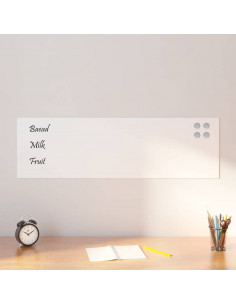 Lavagna Magnetica a Parete Bianca 100x30 cm Vetro Temperato