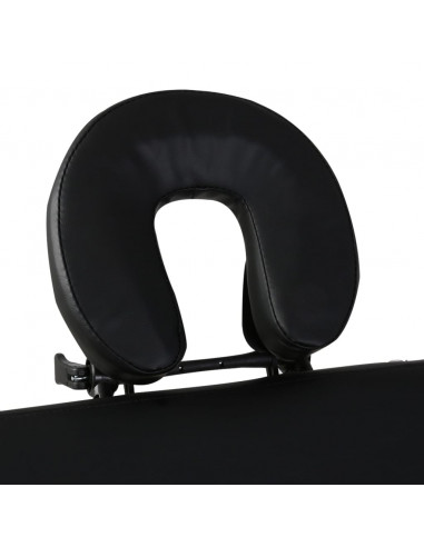 Lettino Pieghevole da Massaggio Nero 3 Zone con Telaio Legno