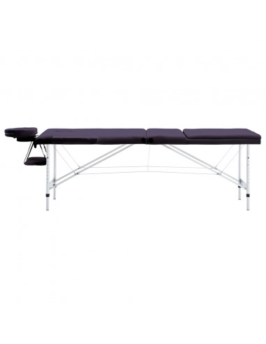 Lettino da Massaggio a 3 Sezioni in Alluminio Viola