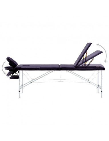 Lettino da Massaggio a 3 Sezioni in Alluminio Viola