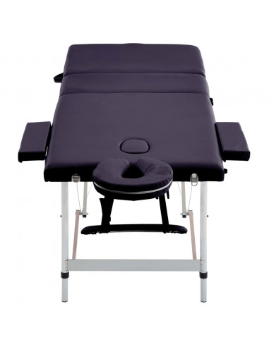 Lettino da Massaggio a 3 Sezioni in Alluminio Viola