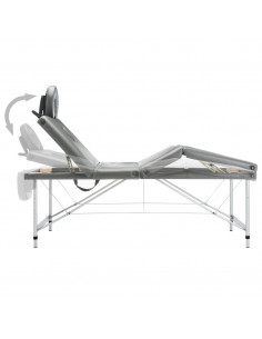Lettino da Massaggio 4 Zone Telaio Alluminio Antracite 186x68cm