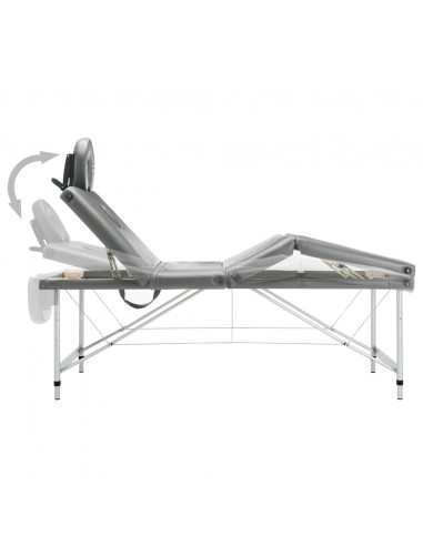 Lettino da Massaggio 4 Zone Telaio Alluminio Antracite 186x68cm