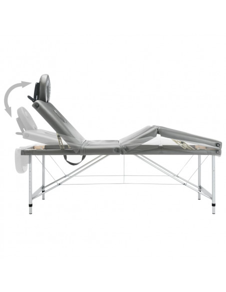 Lettino da Massaggio 4 Zone Telaio Alluminio Antracite 186x68cm
