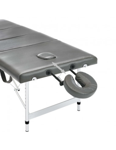 Lettino da Massaggio 4 Zone Telaio Alluminio Antracite 186x68cm