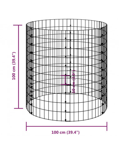 Compostiera da Giardino Ø100x100 cm in Acciaio Zincato