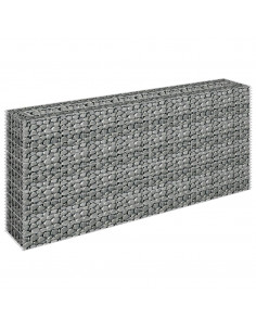 Gabbione Letto Rialzato in Acciaio Zincato 180x30x90 cm 2