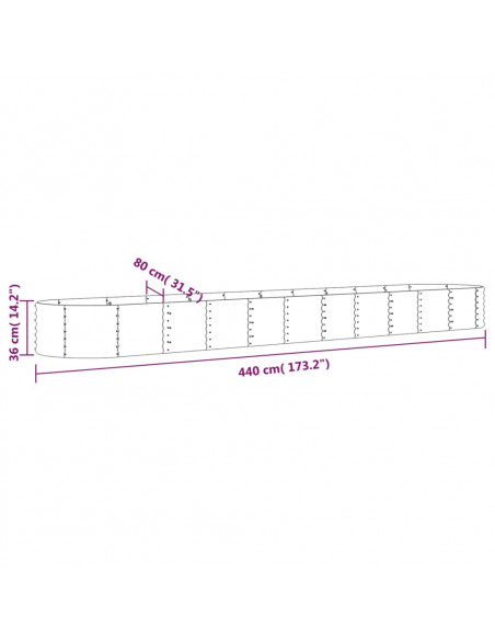 Letto Giardino Acciaio Verniciato a Polvere 440x80x36cm Argento