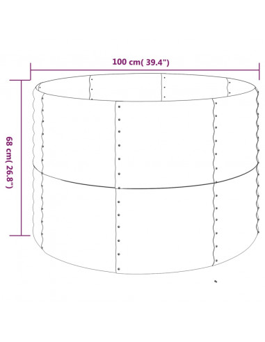 Letto Giardino Acciaio Verniciato Polvere 100x100x68 cm Marrone