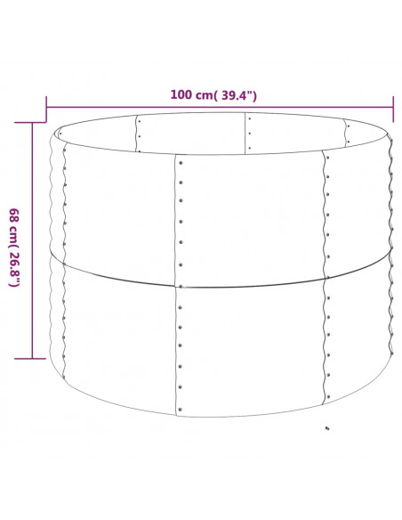 Letto Giardino Acciaio Verniciato Polvere 100x100x68 cm Marrone
