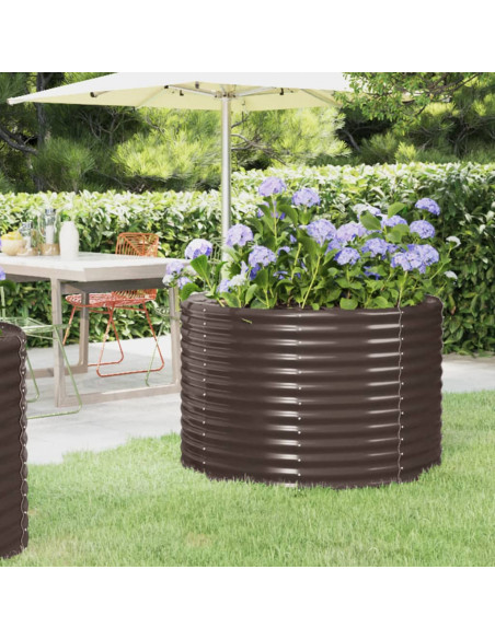 Letto Giardino Acciaio Verniciato Polvere 100x100x68 cm Marrone