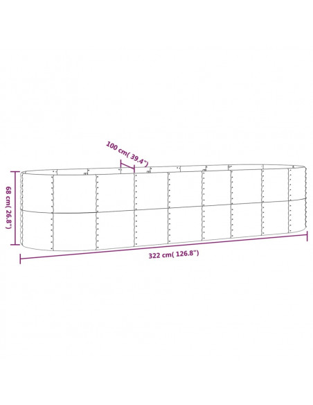 Letto Giardino Acciaio Zincato 322x100x68 cm Marone