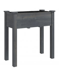 Fioriera con Fodera Grigia 71x37x76 cm Legno Massello di Abete