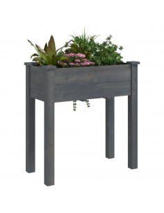 Fioriera con Fodera Grigia 71x37x76 cm Legno Massello di Abete 2