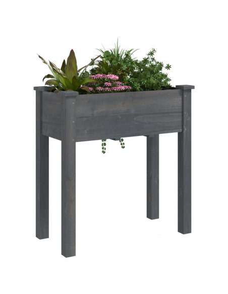Fioriera con Fodera Grigia 71x37x76 cm Legno Massello di Abete
