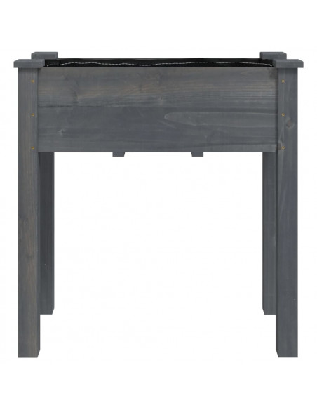 Fioriera con Fodera Grigia 71x37x76 cm Legno Massello di Abete