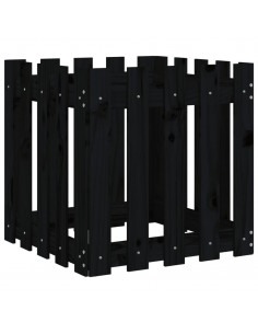 Fioriera Giardino a Recinzione Nera 50x50x50 cm Massello Pino