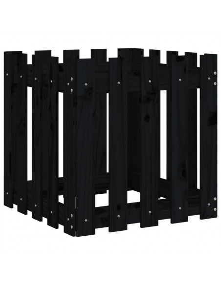 Fioriera Giardino a Recinzione Nera 50x50x50 cm Massello Pino