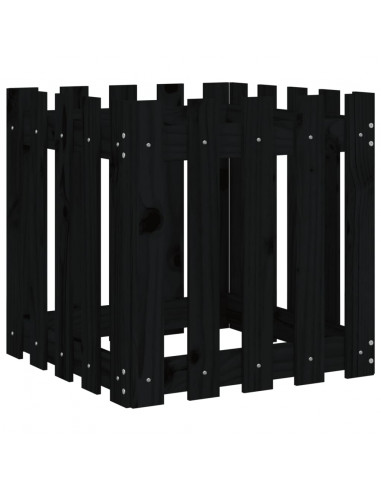 Fioriera Giardino a Recinzione Nera 50x50x50 cm Massello Pino
